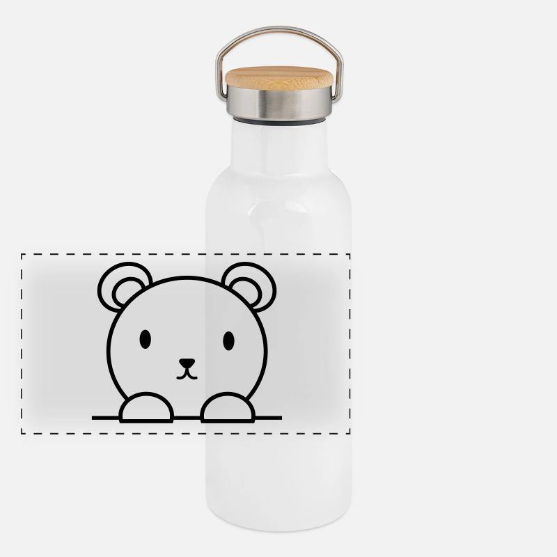 Bär Panorama Thermosflasche mit Bambusdeckel