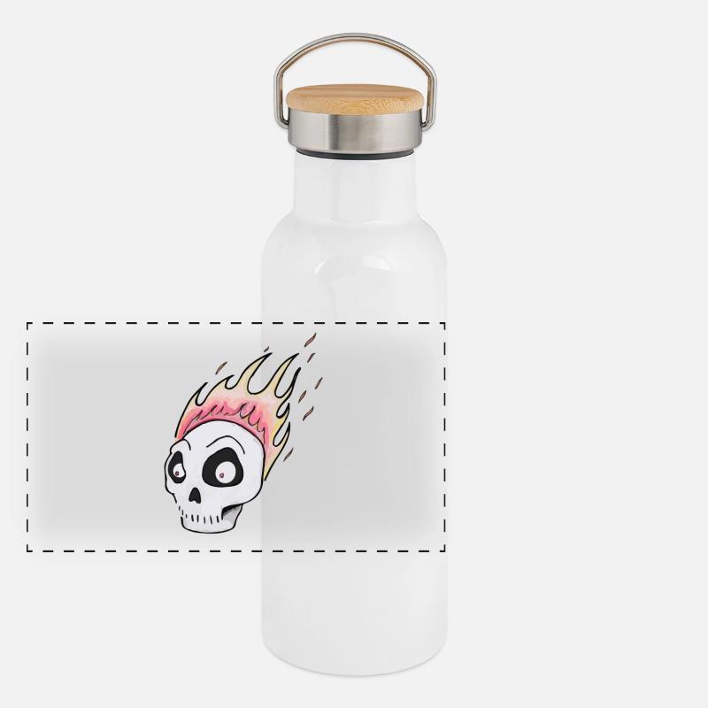 Burning skull1 Panoramic Thermal Bottle with Bamboo Lid