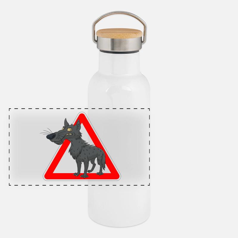 Wolf Panorama Thermosflasche mit Bambusdeckel