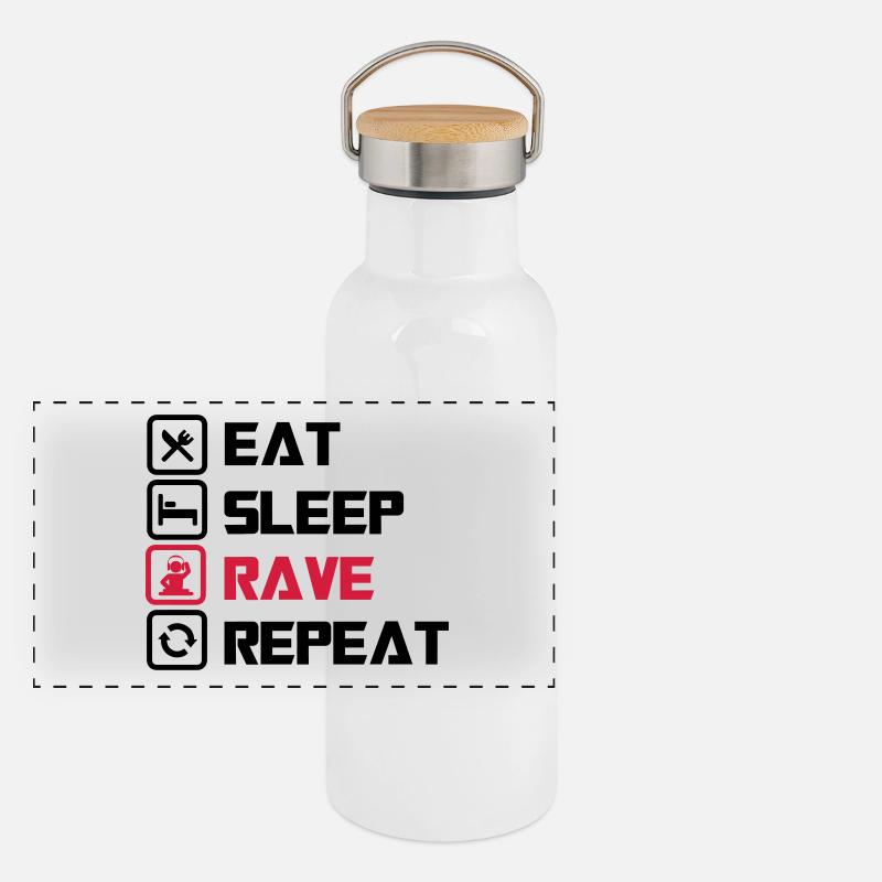 sleep Rave repeat Panoramic Thermal Bottle with Bamboo Lid