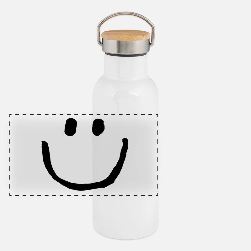 Für immer lächeln. Panorama Thermosflasche mit Bambusdeckel