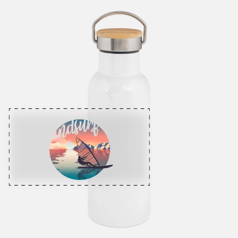 Windsurfer Panorama Thermosflasche mit Bambusdeckel