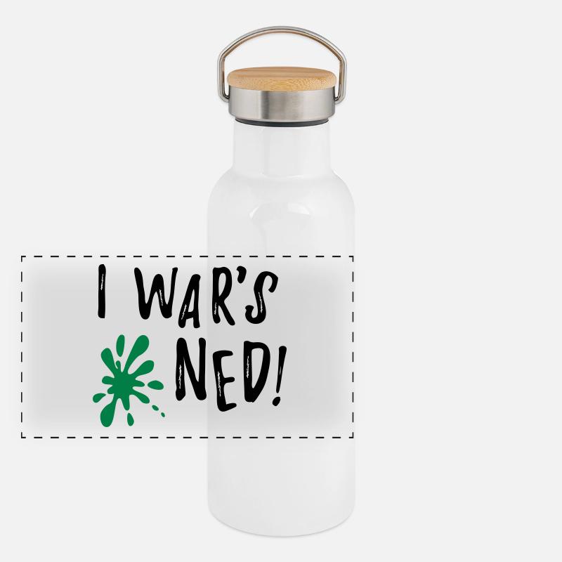I wars ned - lustiger bayerischer Spruch Geschenk Panorama Thermosflasche mit Bambusdeckel