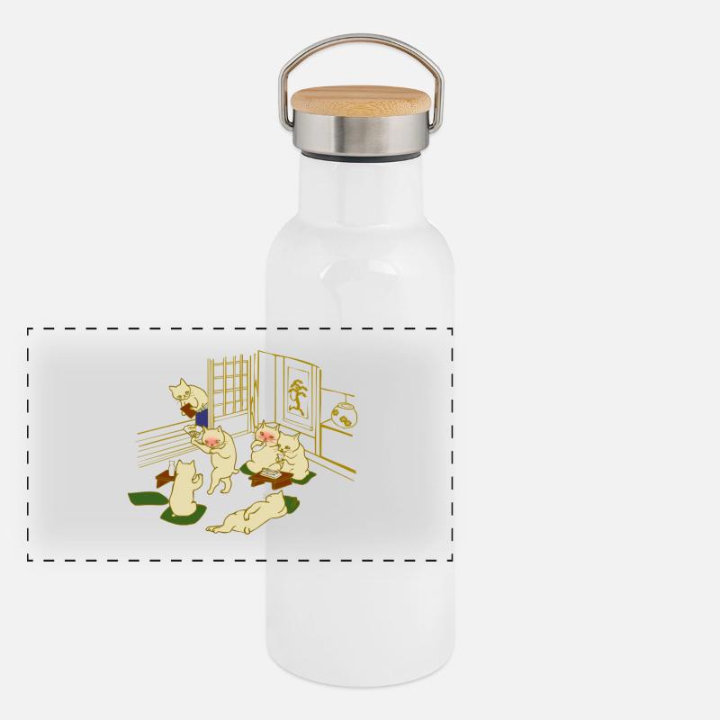 cats Party Panoramic Thermal Bottle with Bamboo Lid