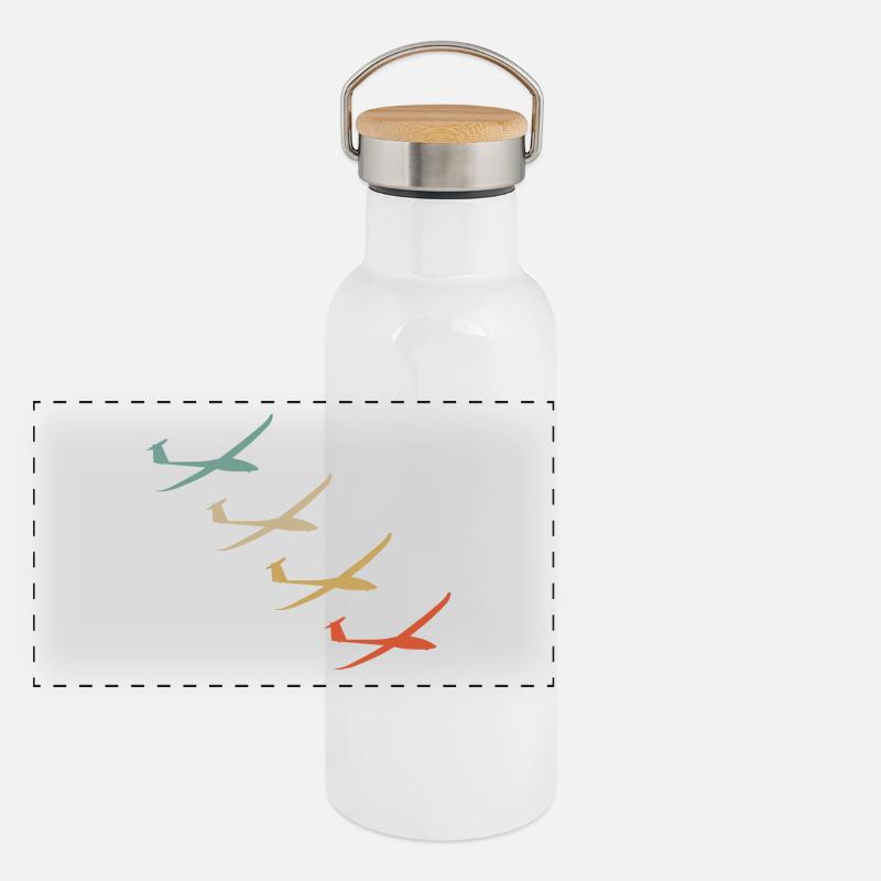 Retro vintage style glider glider Panoramic Thermal Bottle with Bamboo Lid