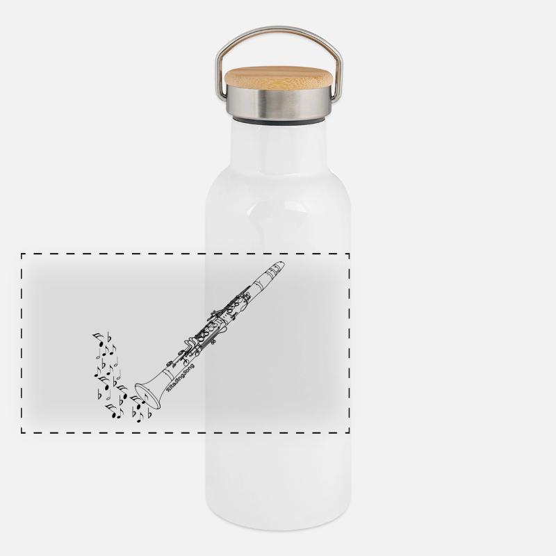 Klarinette Panorama Thermosflasche mit Bambusdeckel