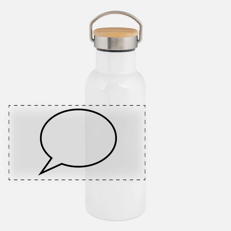 Sprechblase Comic selbst gestalten personalisieren Panorama Thermosflasche mit Bambusdeckel