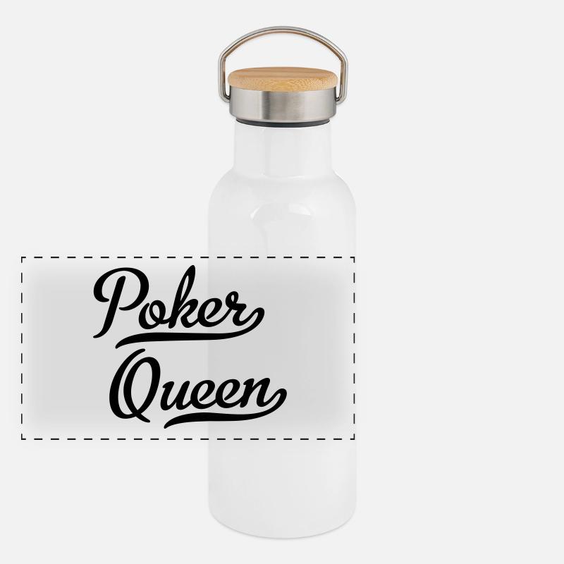 Poker Queen Panorama Thermosflasche mit Bambusdeckel