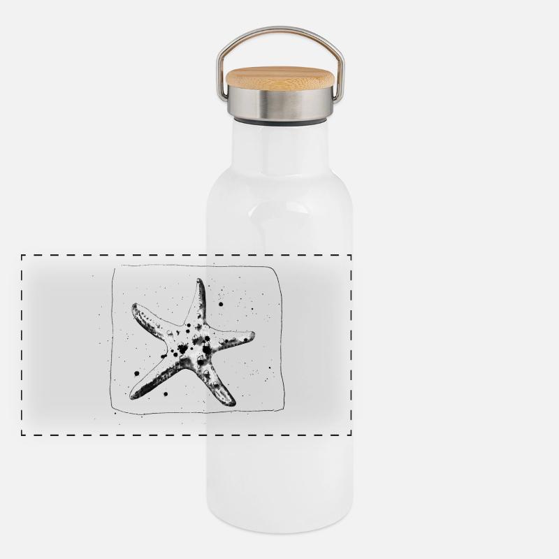 Cool starfish hand drawn in black Panoramic Thermal Bottle with Bamboo Lid