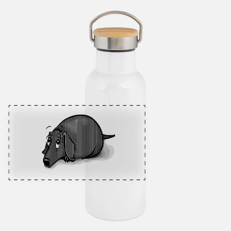 Teckel noir Gourde isotherme avec bouchon en bambou