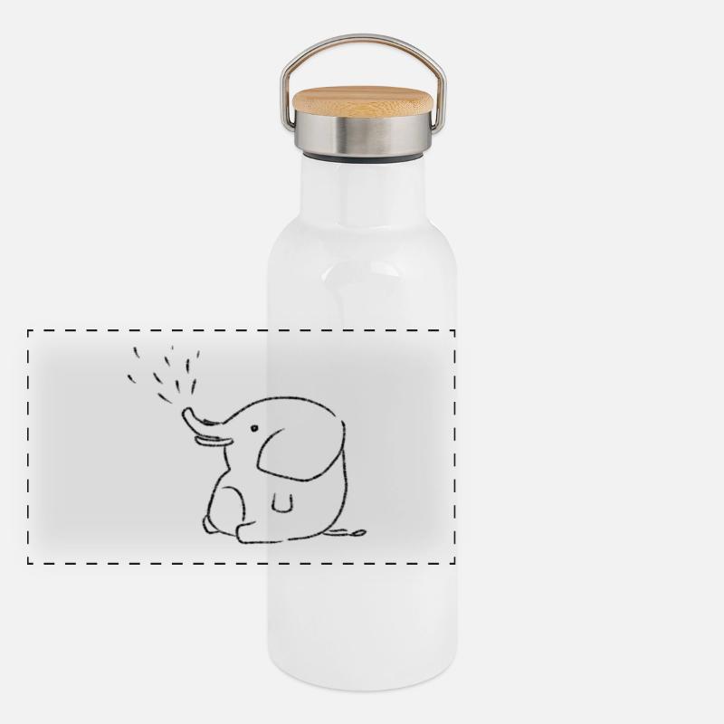 Kleiner Elefant Panorama Thermosflasche mit Bambusdeckel