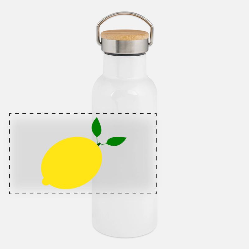 Zitrone Limone Limette Panorama Thermosflasche mit Bambusdeckel