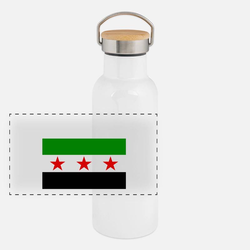 Drapeau de la Syrie Gourde isotherme avec bouchon en bambou