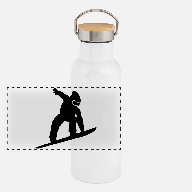 Snowboarder Silhouette Gourde isotherme avec bouchon en bambou
