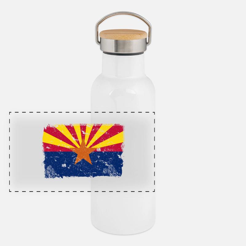 Arizona Drapeau Vintage Gourde isotherme avec bouchon en bambou
