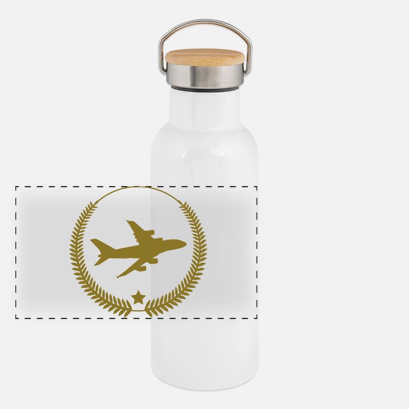 Aviation / Luftfahrt Gourde isotherme avec bouchon en bambou