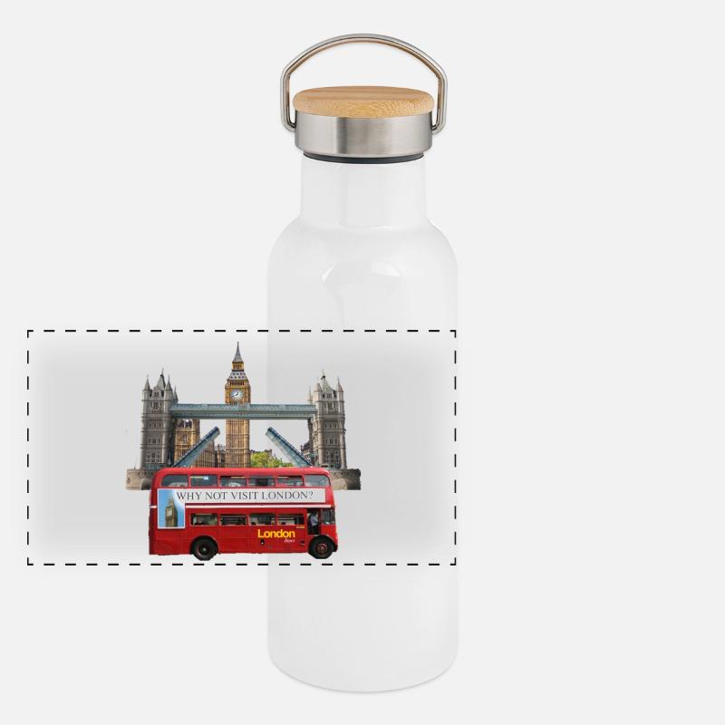 London Landmarks Collage Panorama Thermosflasche mit Bambusdeckel