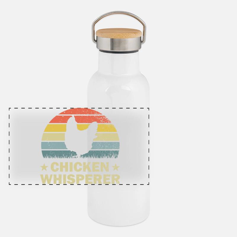 Chicken chickens Panoramic Thermal Bottle with Bamboo Lid