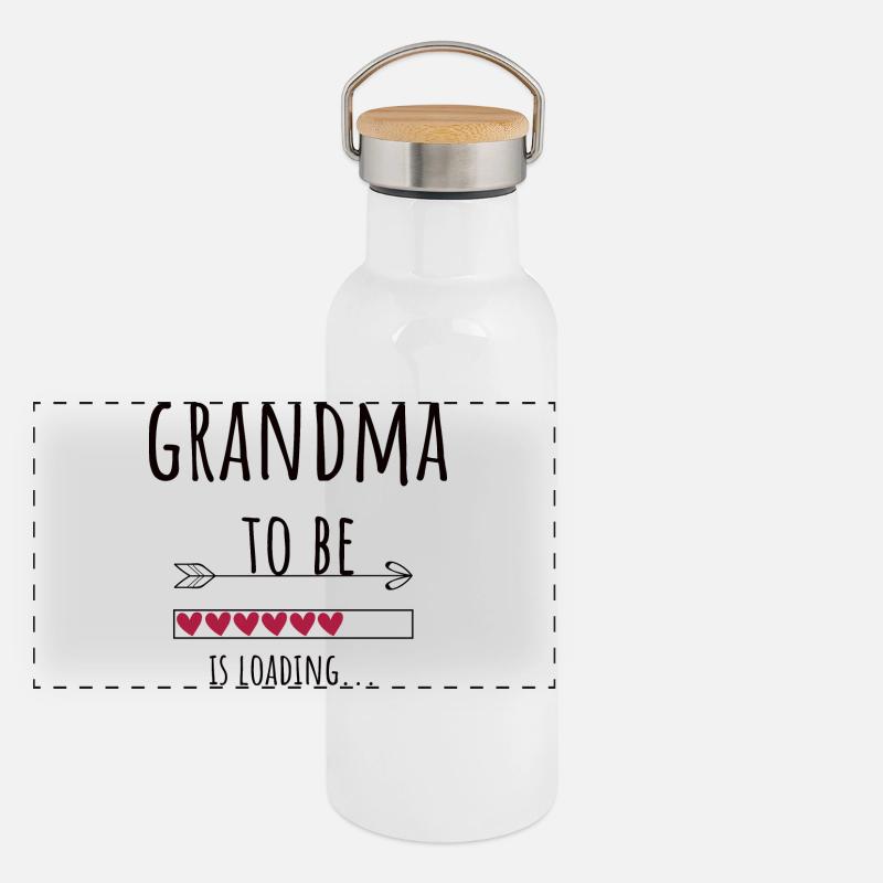 Oma Großmutter Ankündigung Schwanger Geschenk Panorama Thermosflasche mit Bambusdeckel