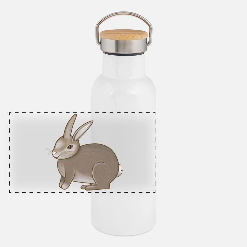 Hase braun Panorama Thermosflasche mit Bambusdeckel