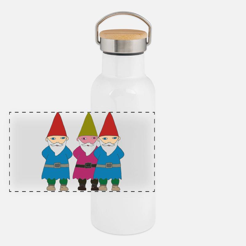gartenzerge vielfalt Panorama Thermosflasche mit Bambusdeckel