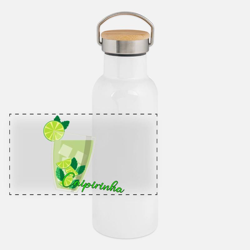 Caipirinha Glas mit Limetten Mint Panorama Thermosflasche mit Bambusdeckel