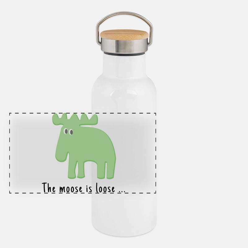 Der Elch ist frei ... Panorama Thermosflasche mit Bambusdeckel