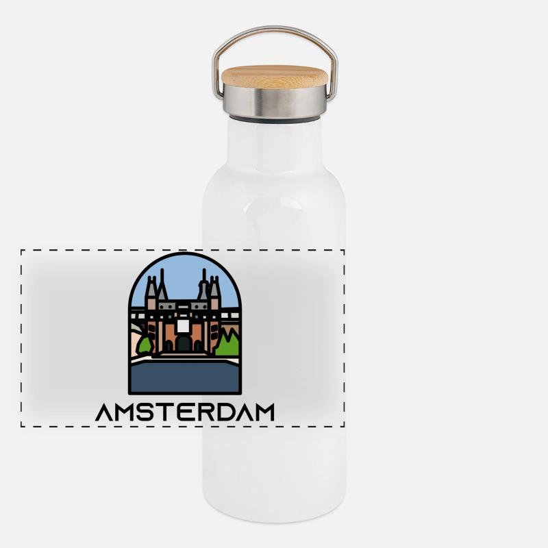 Amsterdam Panorama Thermosflasche mit Bambusdeckel