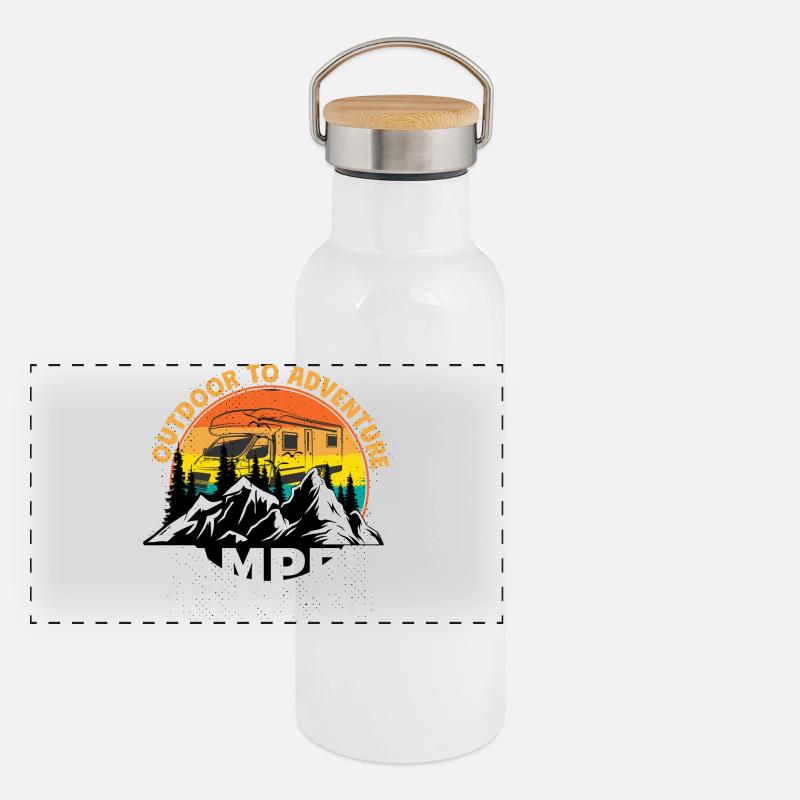 Cadeau de vacances en camping camping-car Gourde isotherme avec bouchon en bambou