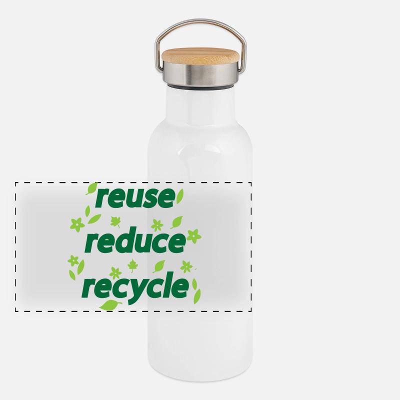 Reduce Reuse Recycle Panoramic Thermal Bottle with Bamboo Lid