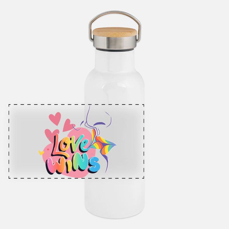 Love Wins Farbexplosion Panorama Thermosflasche mit Bambusdeckel