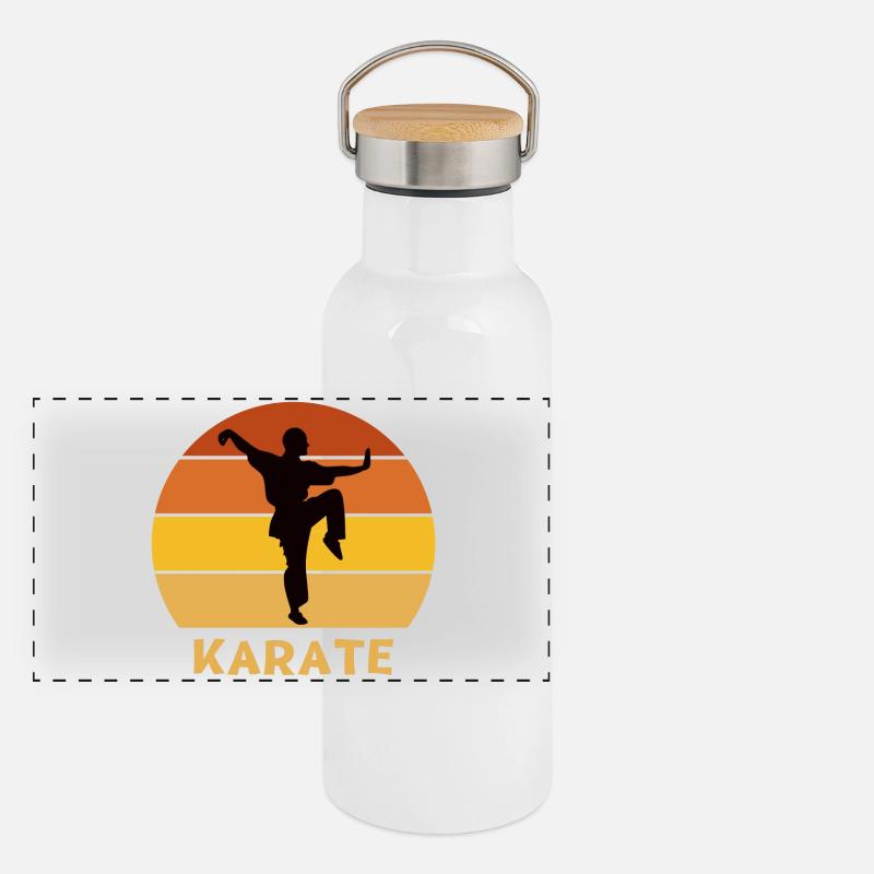 Karate, Karate-Fan, mach Karate Panorama Thermosflasche mit Bambusdeckel