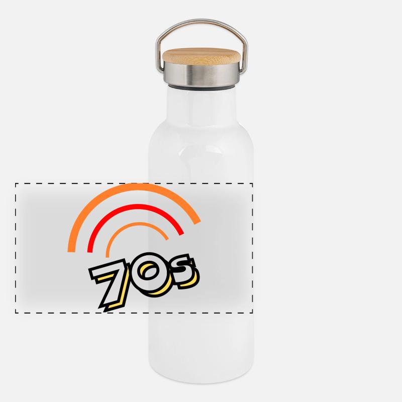 Années 70 Gourde isotherme avec bouchon en bambou