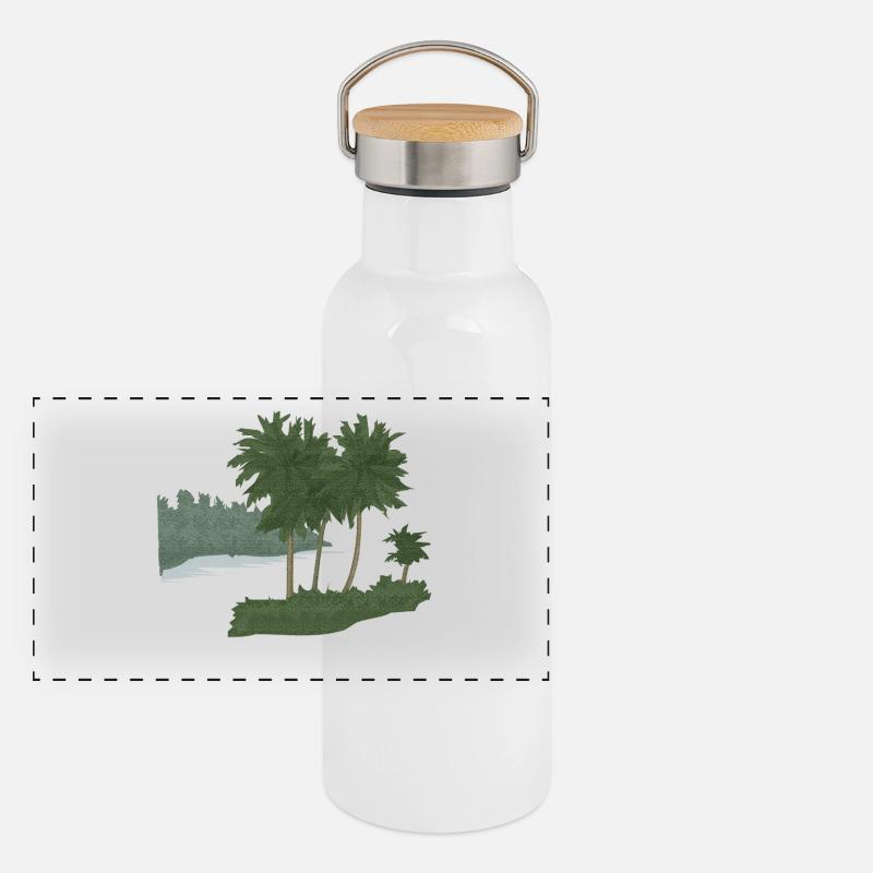 Palm Island with Structure Effect (mod.) Panoramic Thermal Bottle with Bamboo Lid