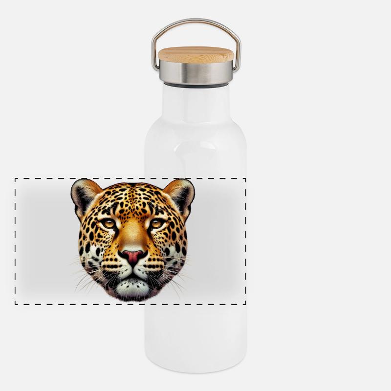 Leopard Panorama Thermosflasche mit Bambusdeckel
