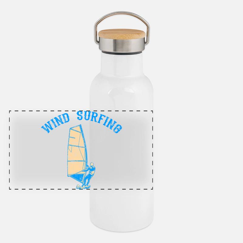 Windsurfer Panorama Thermosflasche mit Bambusdeckel