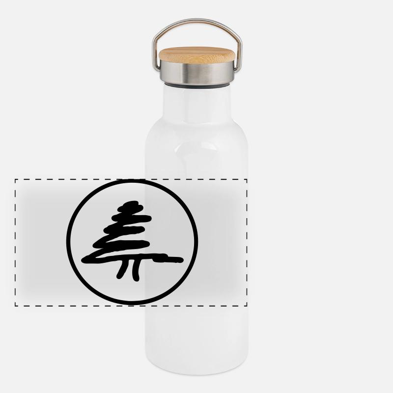 Fir tree in a circle Panoramic Thermal Bottle with Bamboo Lid
