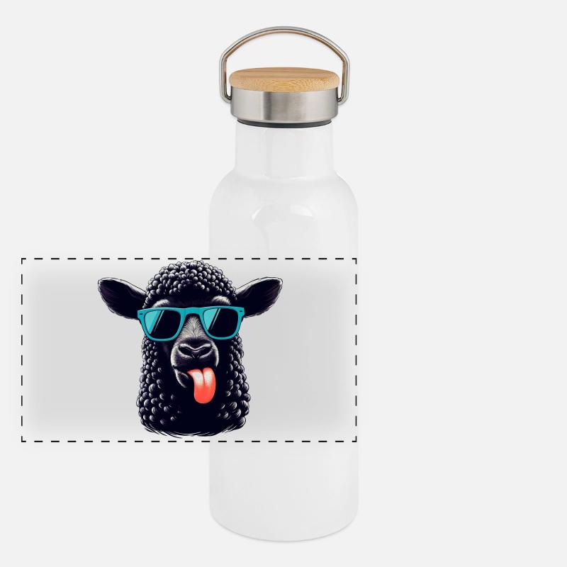 Mouton noir Gourde isotherme avec bouchon en bambou