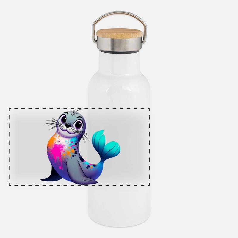 Siegel Panorama Thermosflasche mit Bambusdeckel