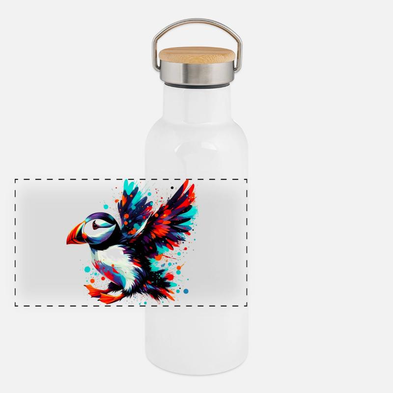 Macareux Gourde isotherme avec bouchon en bambou