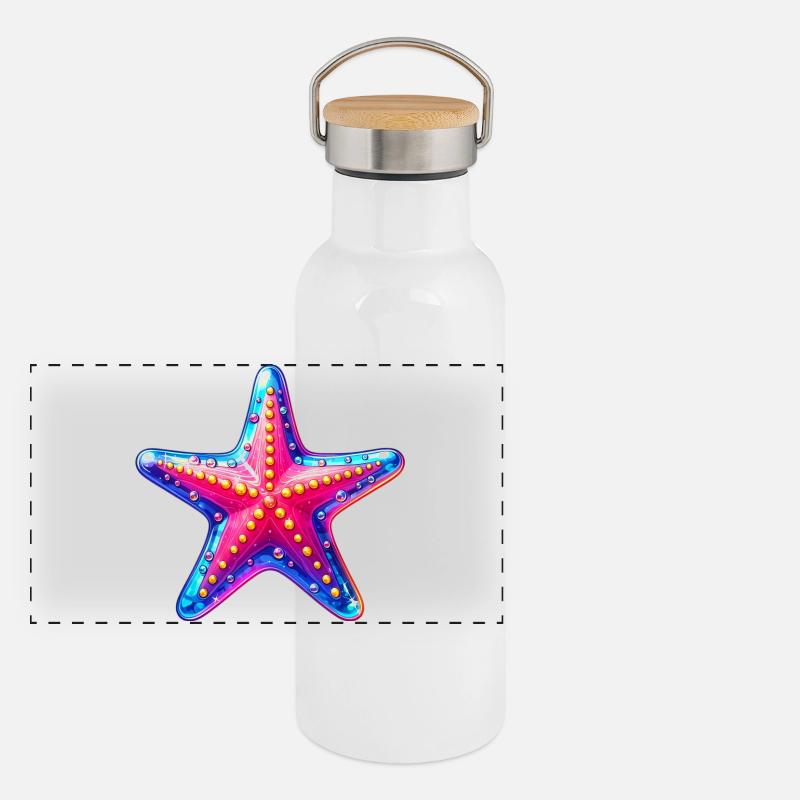 Seestern Panorama Thermosflasche mit Bambusdeckel