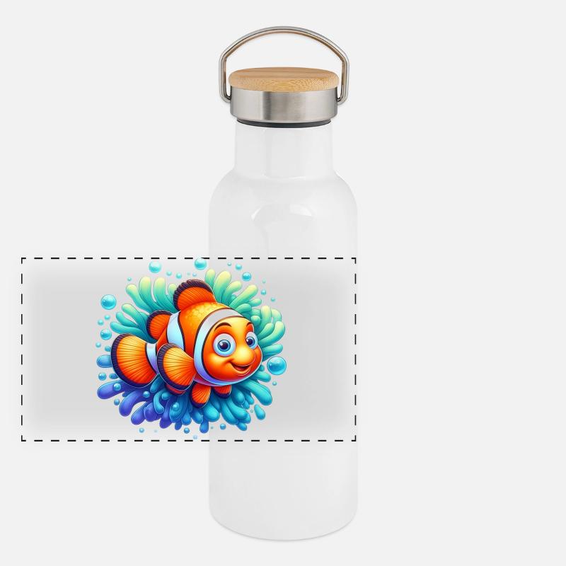Poisson-clown Gourde isotherme avec bouchon en bambou