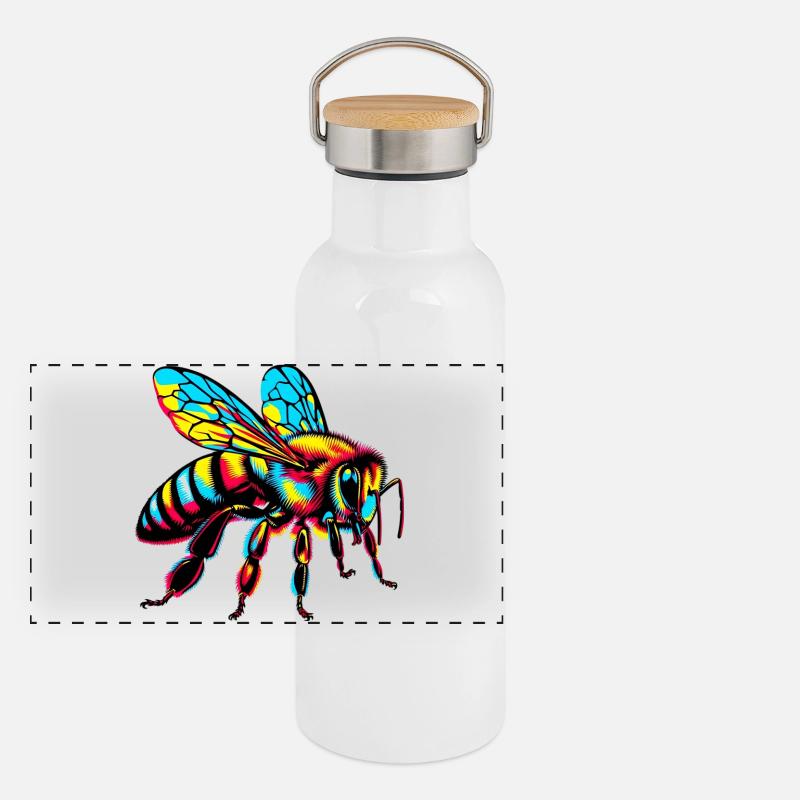 Biene Panorama Thermosflasche mit Bambusdeckel