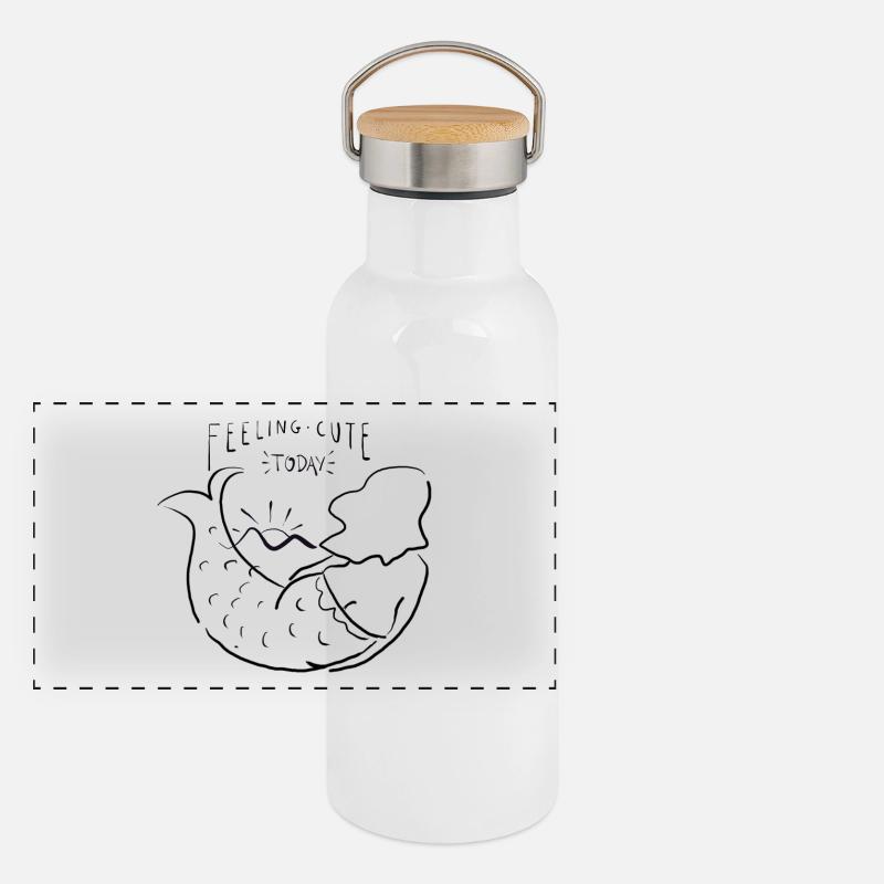Feeling cute mermaid - Panorama Thermosflasche mit Bambusdeckel - Weiß