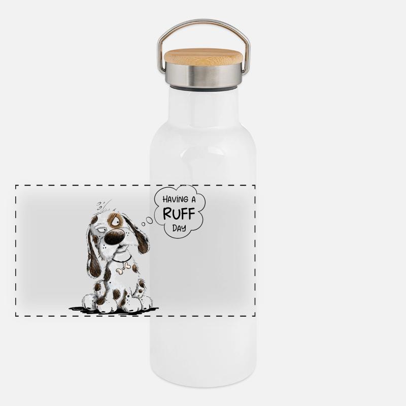 Nö Hund Spruch Having A Ruff Day Panorama Thermosflasche mit Bambusdeckel