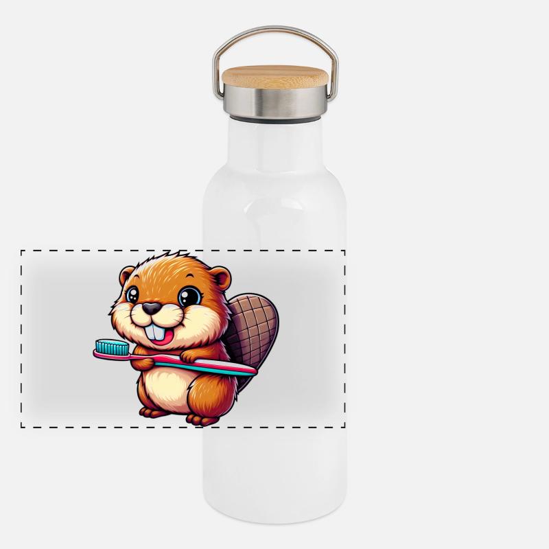 Bieber Panorama Thermosflasche mit Bambusdeckel