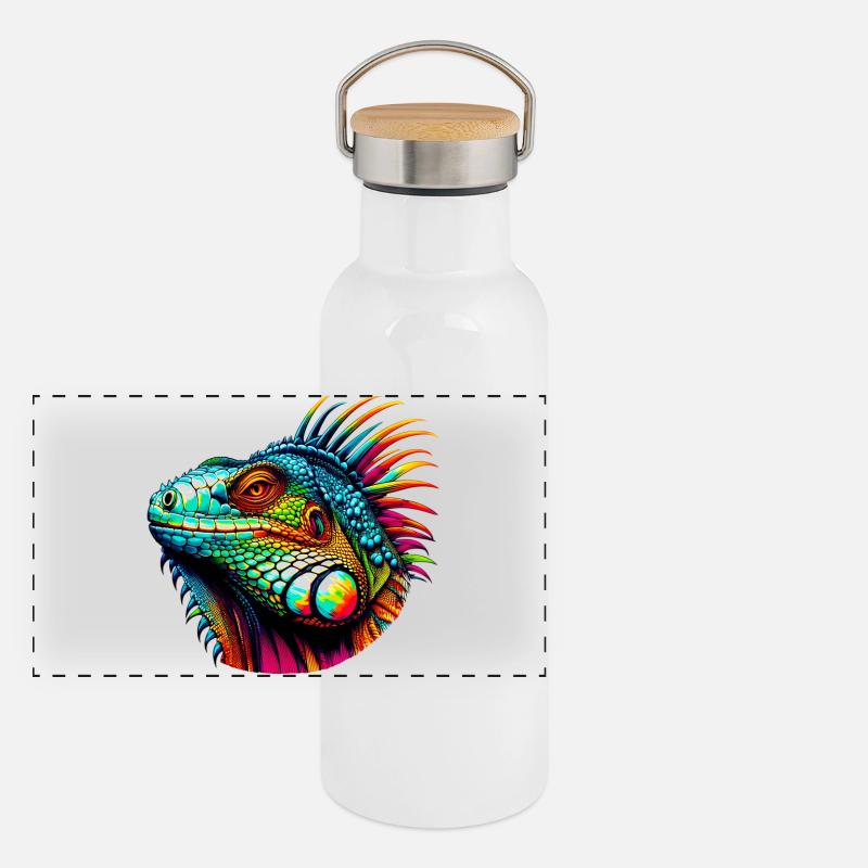 Iguane Gourde isotherme avec bouchon en bambou