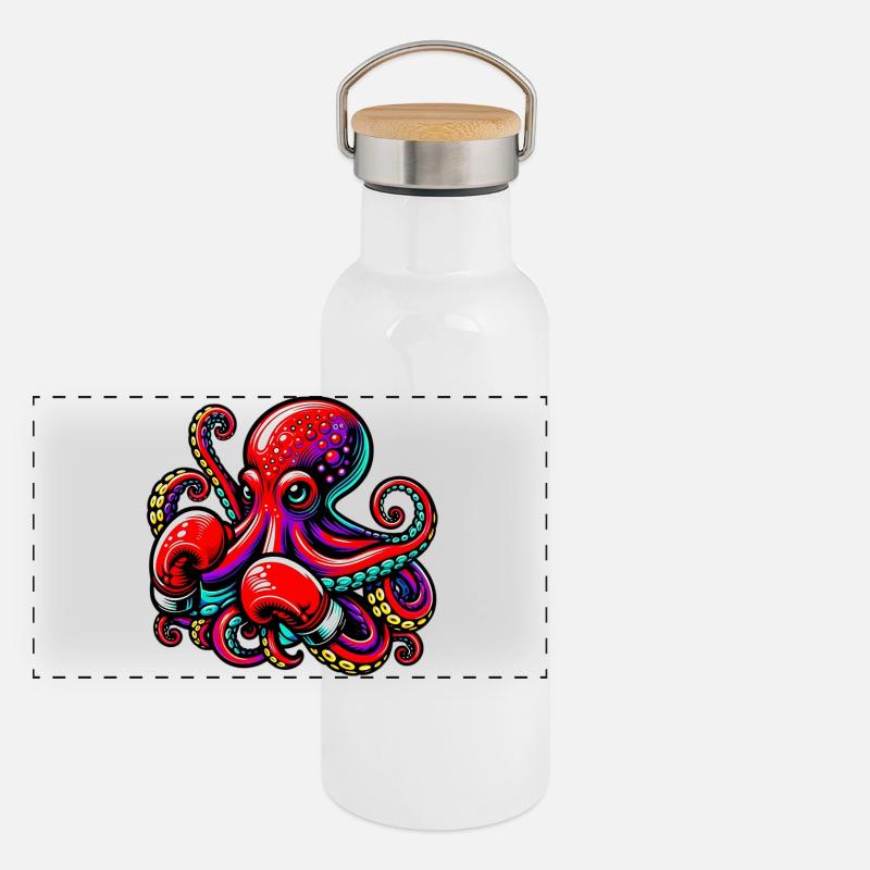 Pieuvre Gourde isotherme avec bouchon en bambou
