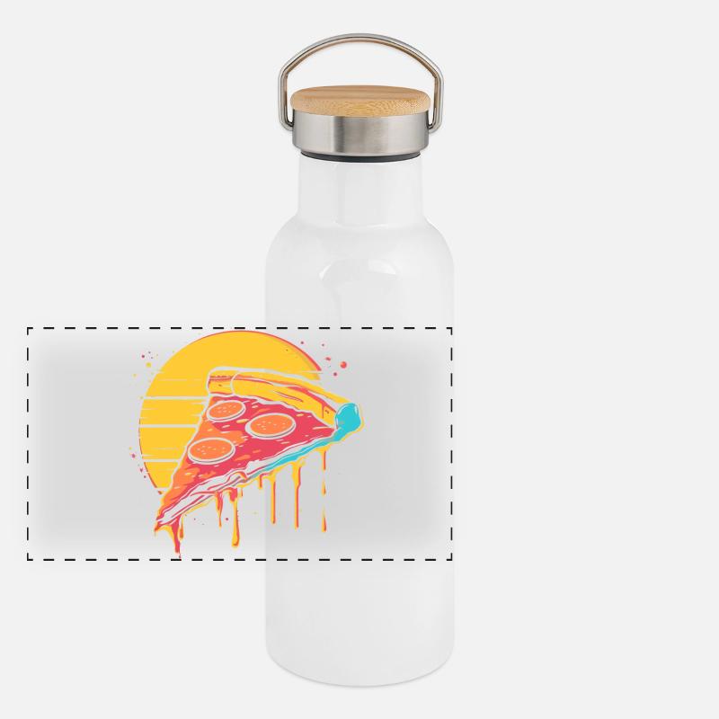 Illustration de tranche de pizza Gourde isotherme avec bouchon en bambou