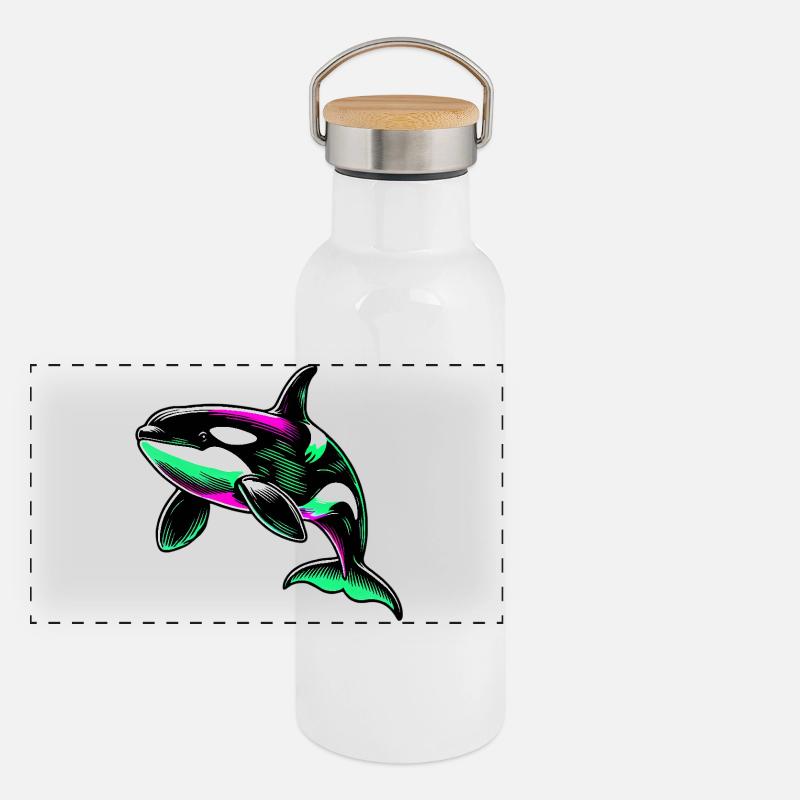 Killer whale Panoramic Thermal Bottle with Bamboo Lid